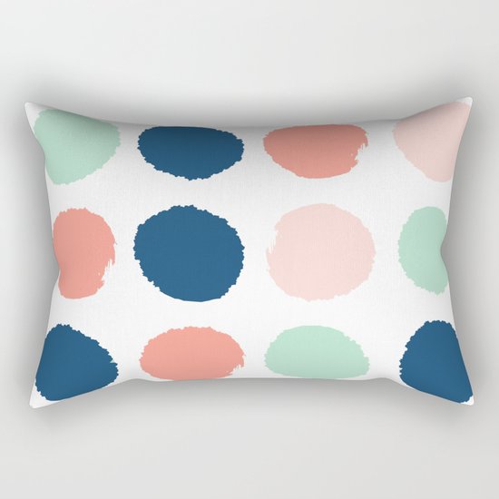Polka dots abstract dotted pattern brushstrokes paint brush marks abstract trendy colors Rectangular Pillow