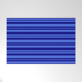 [ Thumbnail: Dark Blue & Royal Blue Colored Stripes Pattern Welcome Mat ]