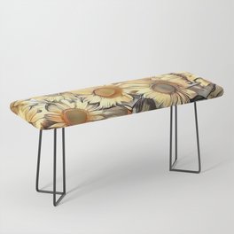 Watercolor Field Of Sunflowers Elegant Collection Bench