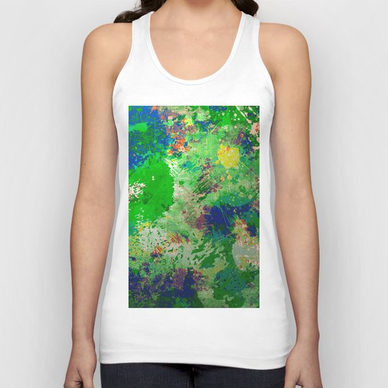 Spring Time Splatter - Abstract blue and green platter painting Unisex Tank Top