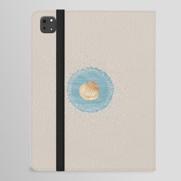 Watercolor Seashell and Blue Circle on Sand Beige iPad Folio Case
