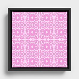Spring Retro Daisy Lace Pink on White Framed Canvas