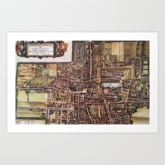 Replica city map of The Hague 1649 Art Print