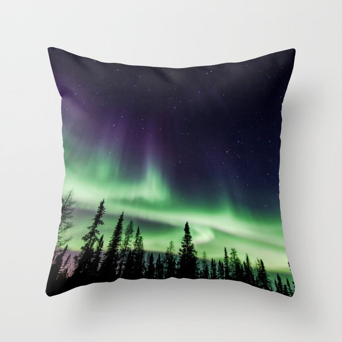Aurora during geomagnetic storm in Yellowknife, Canada Throw Pillow