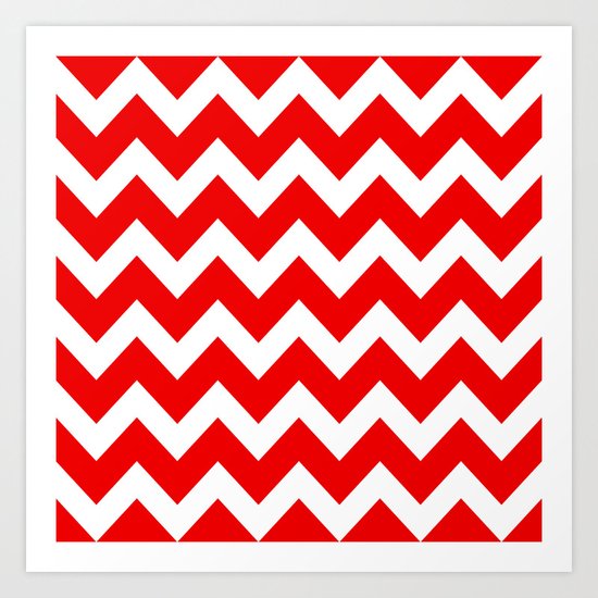 Chevron Red White Art Print