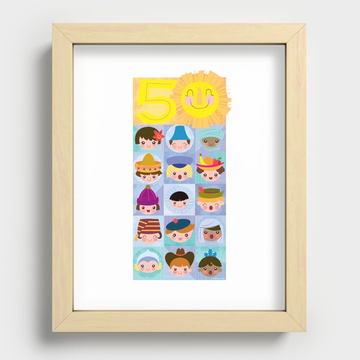 happy 50th small world! Recessed Framed Print
