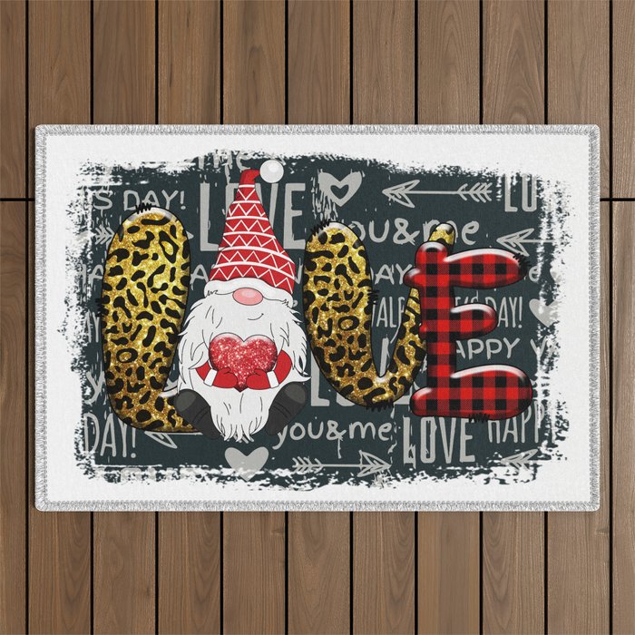 Valentine's Day Gnome Love Outdoor Rug