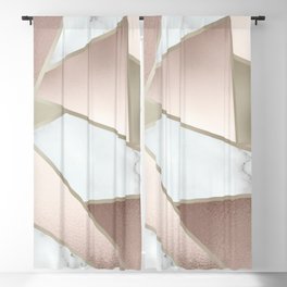 Geometric Art, Rose Gold, Blush Pink, Marble Prints Blackout Curtain