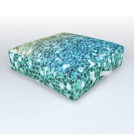 Ombre Mermaid Sparkling Glitter Colorful Blue Gold Pretty Girly Outdoor Floor Cushion