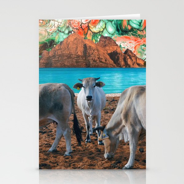 surreal cow pasture Stationery Cards