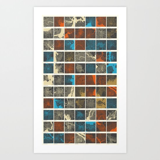 World Cities Maps Art Print