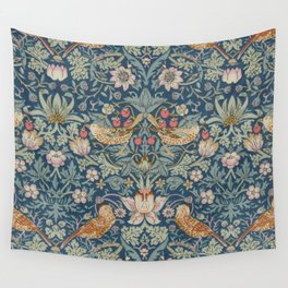 William Morris Strawberry Thief Blue Green Wall Tapestry