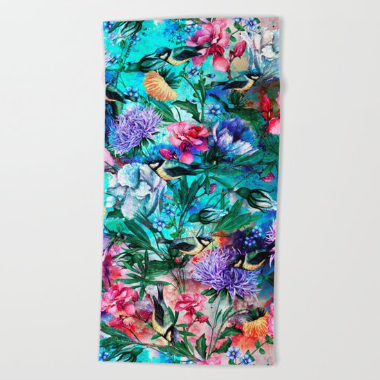 RPE Seamless Floral & Birds IV Beach Towel