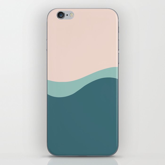 Wavy Minimalist Abstract in Peach and Teal iPhone Skin