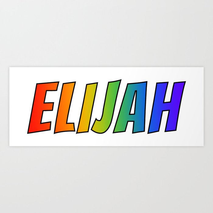 elijah first name rainbow spectrum gradient colors pattern art print by aponx