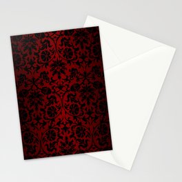 Dark Red and Black Damask Stationery Cards