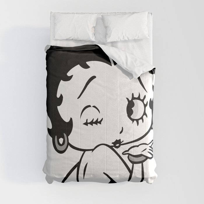 Betty Boop Tease Kiss (Black & White) Comforter
