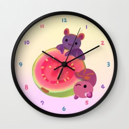 Fruit and bat - dark Wall Clock