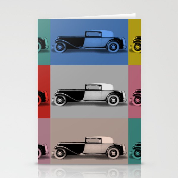 French classic car pop art Stationery Cards
