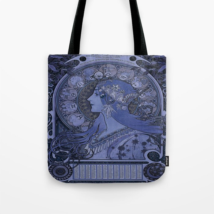 Alphonse Mucha zodiac,blue Tote Bag
