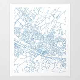 Street MAP Florence // Blue Art Print | Travelgift, Motive, Pattern, Architecture, Urban, Coordinates, City, Stencil, Detail, Florencestreetmap 