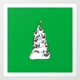 Christmas Tree Siamese Cat Art Print