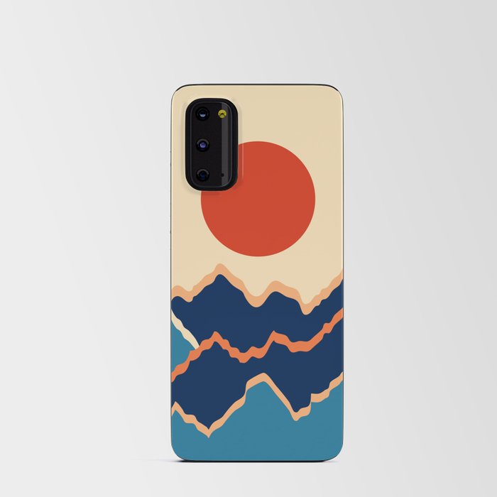 Vibrant Sun Rising Over Serene Mountains Minimalist Abstract Nature Art In Retro 70s & 80s Color Palette Android Card Case