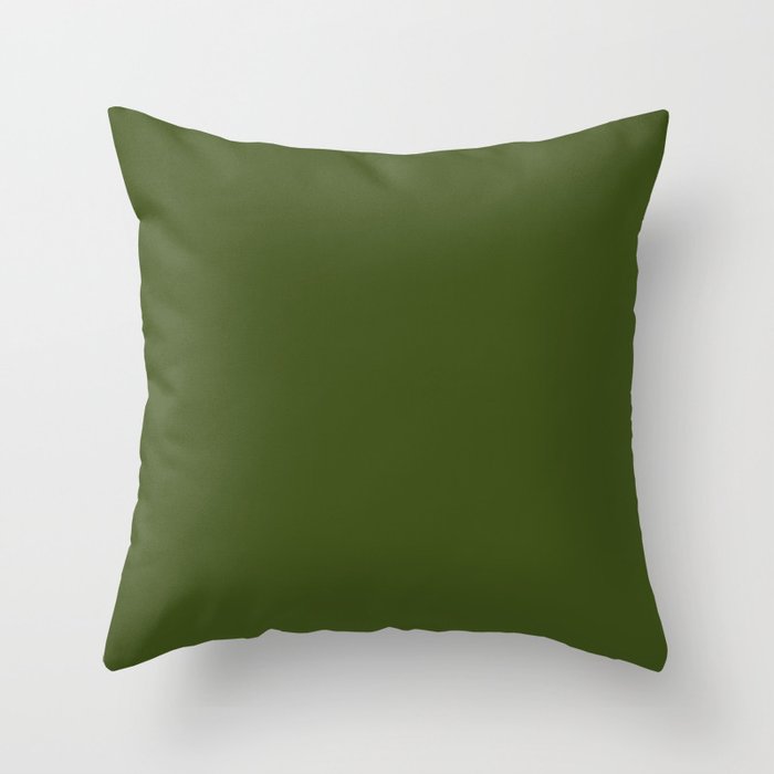 Dark Olive Green Sage - Pure And Simple Throw Pillow