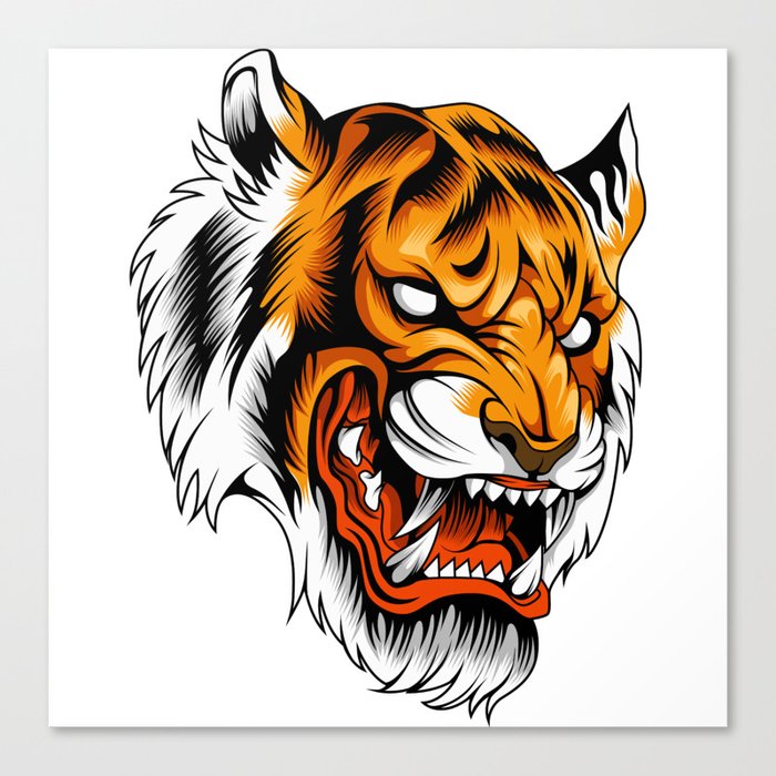 Angry Tiger Head Canvas Print
