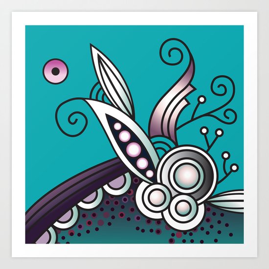 Ornate square zentangle, Celadon turquoise Art Print