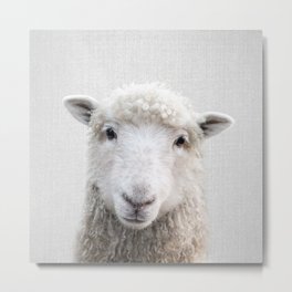 Sheep - Colorful Metal Print | Farm, Digital, Nursery, Animal, Peekaboo, Color, Minimalism, Modern, Outdoors, Portrait 