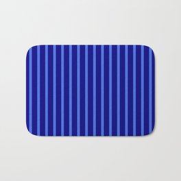 [ Thumbnail: Blue & Royal Blue Colored Striped/Lined Pattern Bath Mat ]