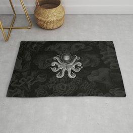 Octopus2 (Black & White, Square) Area & Throw Rug