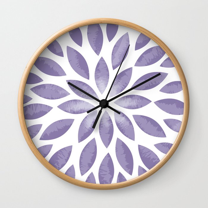 Purple Flower Burst Wall Clock