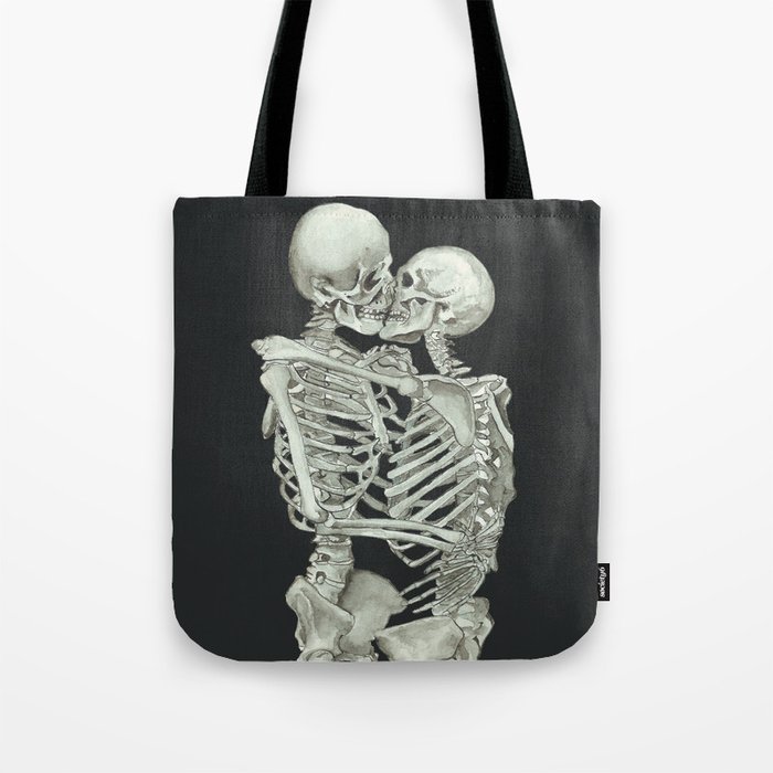 Valentine's Day Gift: Skeleton Kiss Tote Bag