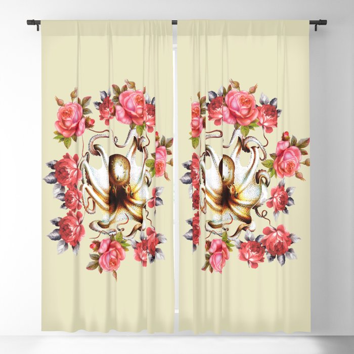 Octopus & Roses Blackout Curtain