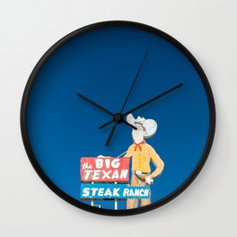 The Big Texan Sign Route 66 Travel Photography Wall Clock
