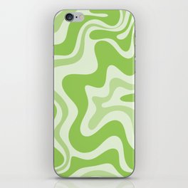 Retro Liquid Swirl Abstract Pattern in Light Lime Green iPhone Skin