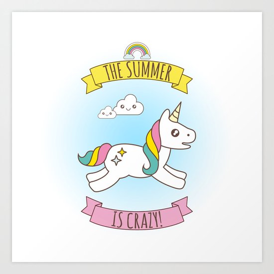 The Summer is Crazy - Unicorn Art Print