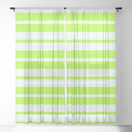 [ Thumbnail: Light Green and Mint Cream Colored Stripes Pattern Sheer Curtain ]