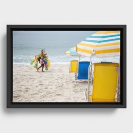 Yellow and Blue Beach  Framed Canvas