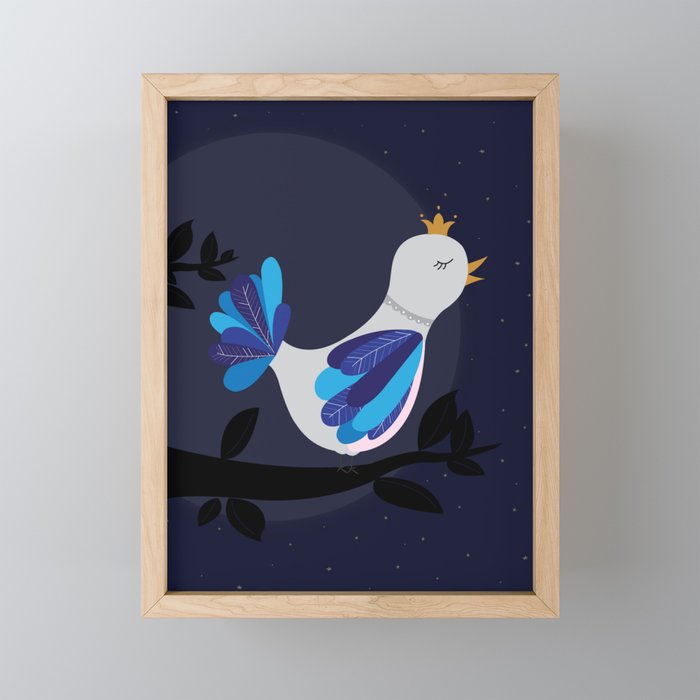 Rock-A-Bye Blue Bird Framed Mini Art Print