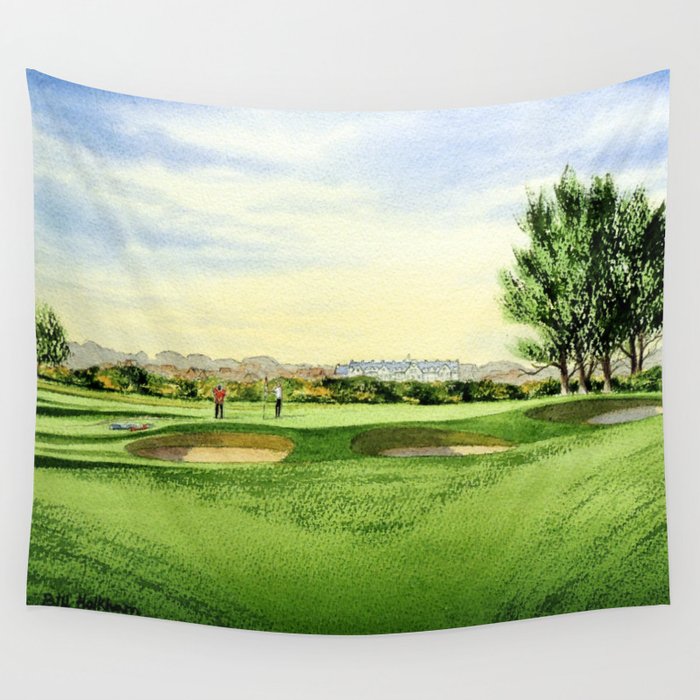 Carnoustie Golf Course Scotland 13th Green Wall Tapestry by Bill