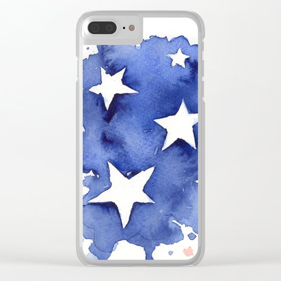 American Flag Watercolor Abstract Stars and Stripes Clear iPhone Case