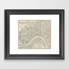 Vintage Map of New Orleans LA (1866) Framed Art Print