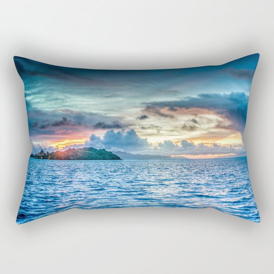 Bora Bora Polynesia sunset Rectangular Pillow