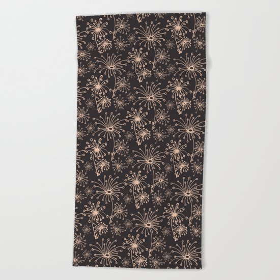 Stylized Dandelion Dark #society6 #decor #buyart Beach Towel