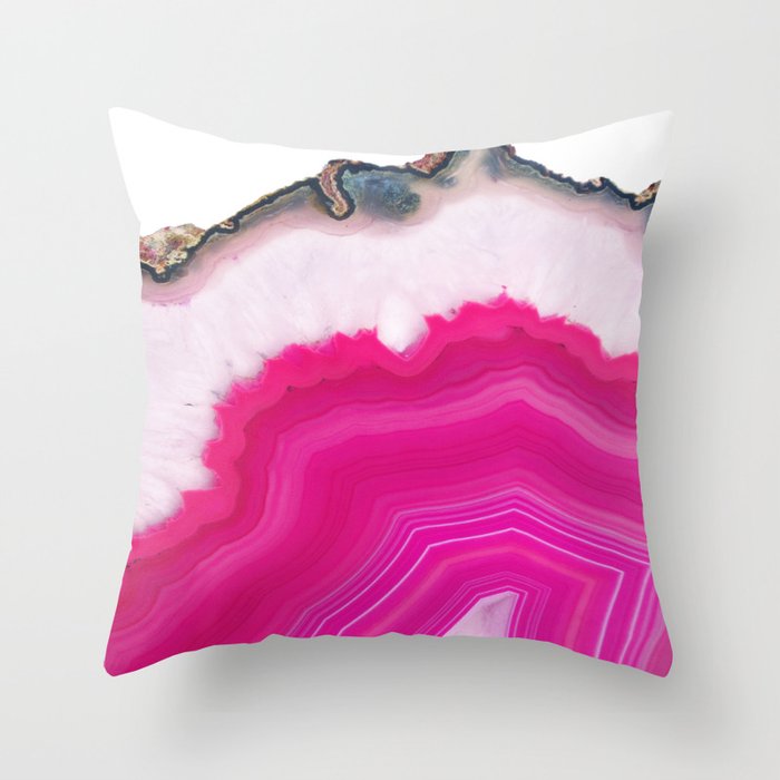 Pink Agate Slice Throw Pillow