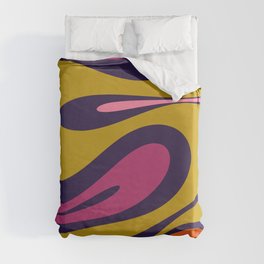 Mellow Flow Retro 60s 70s Abstract Pattern in Blue Lime Avocado Orange Magenta Pink Duvet Cover