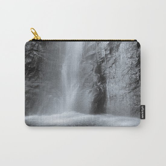 "Mountain waterfall". Monochrome Carry-All Pouch